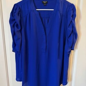 Torrid Blue Ruffled Blouse Relaxed Fit
